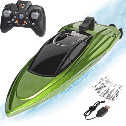 Elektrische RC Rennboote, RC ferngesteuerte Boote, Speedboat Racing Fernbedienung, einfach zu steuern, Alarm bei niedrigem Batteriestand, 2,4 GHz Funksteuerung, Blau/Rot/Grün für Kinder von Buhygn