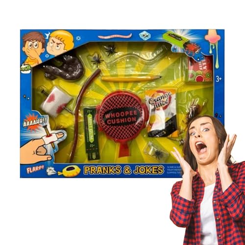 Praktisches Witze-Set, Klassische Witze und Tricks, Streiche, Gag Toys Witze-Tricks-Set, langlebig und langlebig, einfach zu bedienen, 32 x 23,5 x 3 cm für Kinder von Buhygn