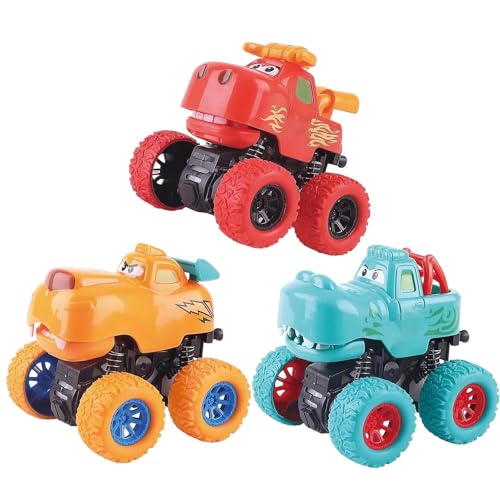 Reibungsbetriebene Push-LKWs, Push-Friktion-Spielzeugwagen, Spielzeugauto mit Schub- und GO-Mechanismus, langlebig, sicher zu Spielen, 9x8x6 cm, zufällige Farbe für Kinder von Buhygn