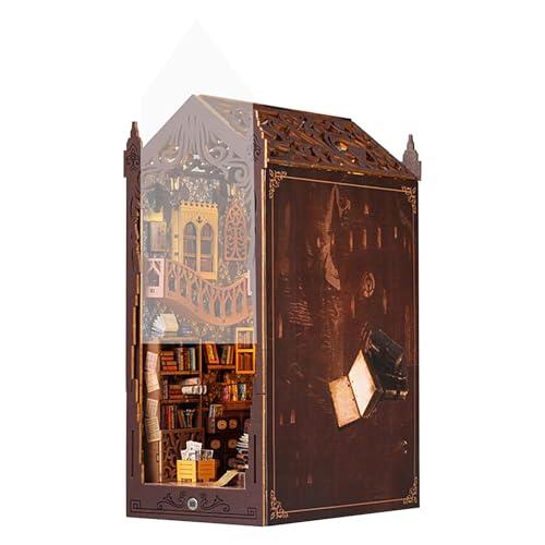 3D Miniatur Haus Buchecke Detaillierte Antike Bibliothek Thema Nook Kit Holzbuch Nook Kit Holzpuzzle Modellbau Dekorative Buchecke Bastelbuch Ecke für Anfänger von Buhyujkm