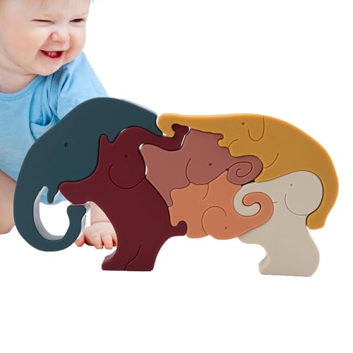 Animal Puzzles Kids, Silicone Building Blocks Elephant Shape, Jigsaw Entertainment, Educational Table Game Toy, Fun Learning Toys, Interactive Puzzle for Fine Motor Skills von Buhyujkm