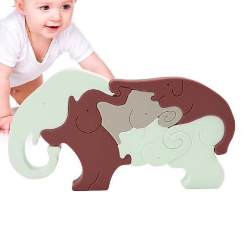 Animal Puzzles Kids, Silicone Building Blocks Elephant Shape, Jigsaw Entertainment, Educational Table Game Toy, Fun Learning Toys, Interactive Puzzle for Fine Motor Skills von Buhyujkm