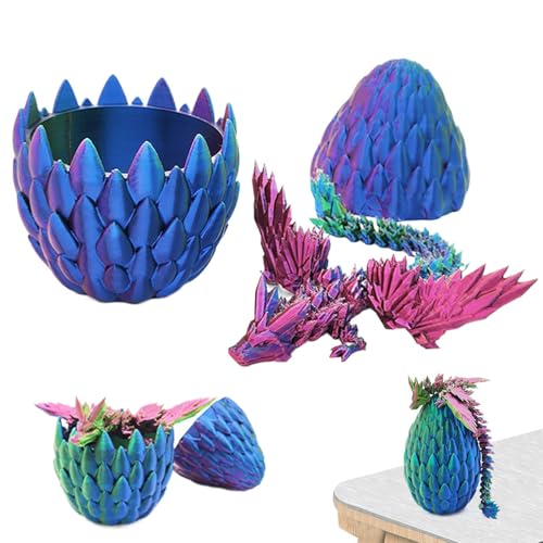 Buhyujkm 3D-gedrucktes Drachenei, Bewegliche Drachenfigur, Drachen-Sammelfigur, Fantasy-Drachen-Heimdekoration, 10 X 10 X 13 cm, Für Drinnen Und Draußen, Tisch, Schrank, Mehrfarbig von Buhyujkm