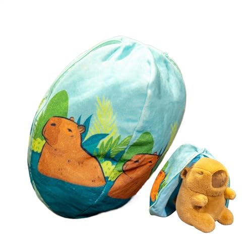 Buhyujkm Capybara Plush, Egg Shape Transformable Plush Doll, Soft Sofa Cushion, Comfortable Creative Animal Collectible Figure for Home Display and Decoration, 7.09 Inches von Buhyujkm