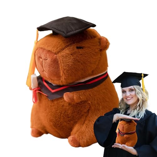 Buhyujkm Capybara Plush Toys, Black Graduation Cap Capybara Doll, Soft Animal Hugging Pillow, Sleeping Plush Toy, Cozy Cushion for Sofa, Bedroom, Living Room, Gift for Kids von Buhyujkm