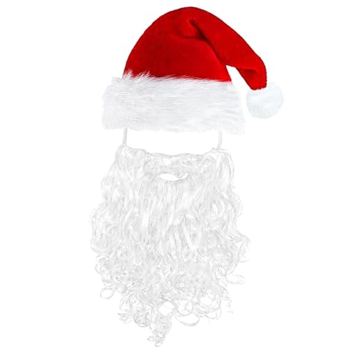 Buhyujkm Christmas Hat Adults Unisex Santa Claus Hat with Fake Beard, Comfortable and Festive Holiday Hat for Family Gatherings, Company Celebrations, Perfect for Christmas Parties and Holiday Fun von Buhyujkm