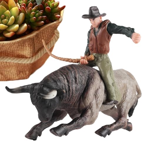 Buhyujkm Cowboy-Reitbull-Figur - Realistische spanische Stierkämpfer-Rinderfiguren, Spielzeug | Rodeoes Actionfigur zum Sammeln, Lernspielzeug, Kuchendekoration, Geschenk für Kinder und Kleinkinder von Buhyujkm