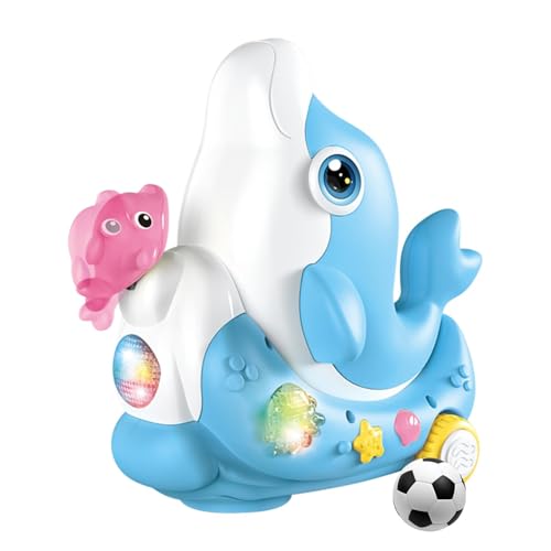 Buhyujkm Crawling Dolphin Toy, Blowing Ball Design Dolphin Walking Toy, Interactive Musical Light Up Crawling Toy, Educational Crawling Toy for Kids, Musical Dolphin Toy for Children von Buhyujkm