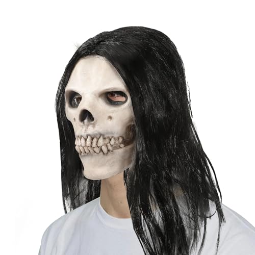 Buhyujkm Gruselige Halloween-Masken, gruselige realistische Masken Halloween, Latexmasken für Halloween, Horror-Schädel-Maske, Halloween-Masken, Totenkopf-Maskenkostüm für Urlaubspartys, Requisiten von Buhyujkm