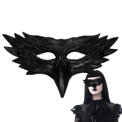 Buhyujkm Halloween-Gesichtsmaske, Halbgesichtsmaske mit schwarzem,Anzieh-Party-Halbgesichtsmaske, Rollenspiel-Maske | Halloween-Kostümmaske für Cosplay, Kostümpartys, Karneval von Buhyujkm