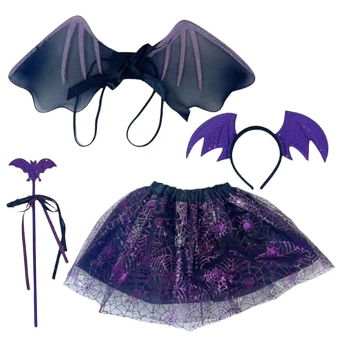 Buhyujkm Halloween-Teufel-Kostüm-Set, Kinder-Halloween-Kleidungs-Requisiten - Kostüm-Requisiten-Zubehör | Teufelskostüm, böse Fledermaus, schickes Kostüm für Motto-Gathering, Make-up-Treffen von Buhyujkm