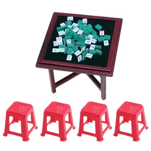 Buhyujkm Kleines Mahjong-Set, Puppenhaus-Dekorationszubehör, Cartoon-Mahjong-Set für Kinder, Miniatur-chinesisches Mahjong-Set, niedliches und sicheres Miniatur-Mahjong-Set zum Dekorieren von von Buhyujkm