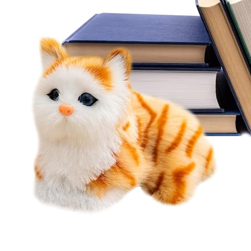 Buhyujkm Realistische Katze Stofftier | 18 cm Miniatur-Katzenfiguren | Dekorative Katzenpuppe mit Miaugeräuschen | Heimauto Dekofigur für Kinder, , Mädchen, Foto-Requisiten von Buhyujkm