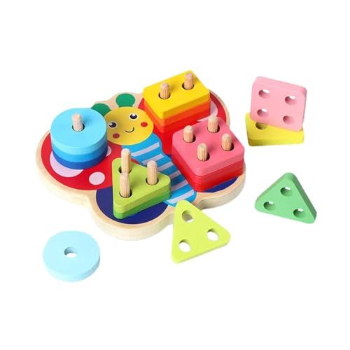 Buhyujkm Shape Matching Game, Cartoon Wooden Sorting Toys, Geometric Shape Sorting Game, Stacking Toys for Toddler, Shape Sorting and Stacking Toy to Improve Children’s Learning Skills von Buhyujkm