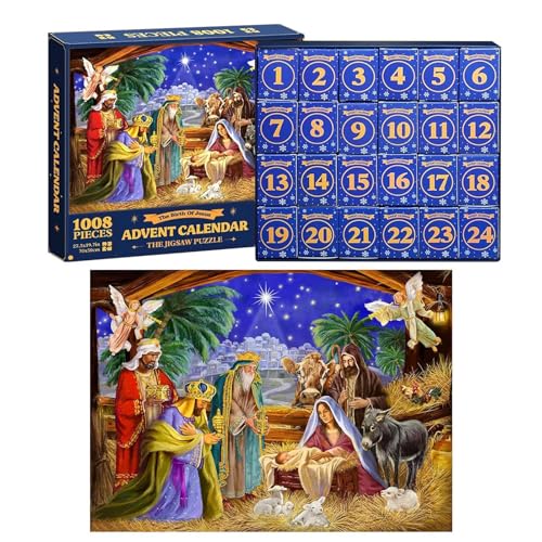 Christmas Jigsaw Puzzles| 1008 Pieces Jesus Puzzle| Holiday Christmas Puzzles, 24 Days Countdown Puzzles, Christmas Advent Calendar Puzzle, Christmas Holiday Jigsaw Puzzle, Jesus Holiday Puzzle, von Buhyujkm