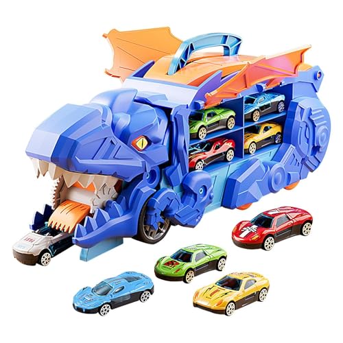 Buhyujkm Dinosaur Truck Toys, Pull Back Car Toys, Dinosaur Truck with, Portable Race Track Truck, Dinosaur Car Toys for, Race Track Truck Toy Set for Kids with Pull Back 3-8 Years Old von Buhyujkm