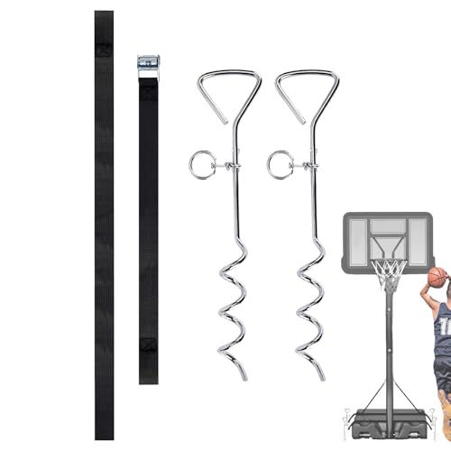 Ground Screw Stakes, Metal Stake Basketball Goal Holder, Trampoline and RV Tie Down Kit, Heavy-Duty Anchoring Design for Court and Outdoor Setup, 15.94 Inches von Buhyujkm