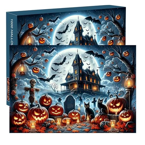 Halloween-Puzzles, Halloween-Puzzles, Halloween-Puzzles für Kinder, 1000-teiliges Halloween-Puzzle, gruseliges Halloween-Puzzle, großes Halloween-Puzzle für Zuhause von Buhyujkm