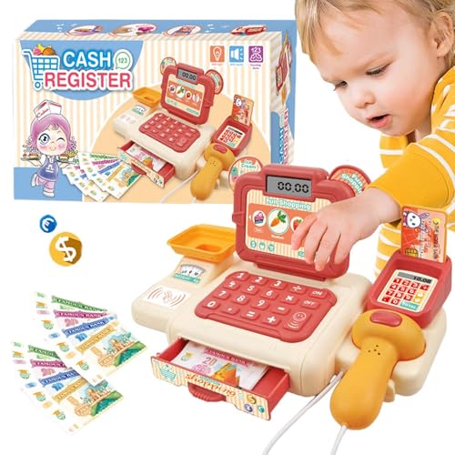 Kids Cash Register, Cartoon Play Cash Register, Multi-Functional Cash Register Toy, Kids Toy Scanner, Educational Playset, Role-Playing Toy, Interactive Cash Register, von Buhyujkm