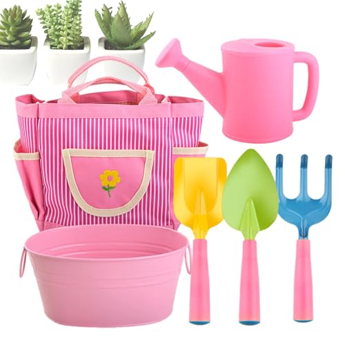 Kids Gardening Set, Kids Gardening Tool Set,6X Kids Gartenwerkzeuge Schaufel Rake mit Tasche Tasche - Safe Gartenwerkzeuge Schaufel Rake mit Einkaufstasche für Kinder im Alter von mehr als 3 Jahren von Buhyujkm