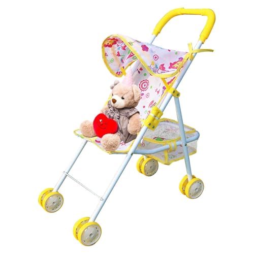 Kinderwagen Spielen | Faltbarer Puppenwagen für Kinder mit unterem Korb - Kleid Mädchen Kinderwagen, Alter 3+ Kinder Geschenk Spielzeug Mädchen Puppe Zubehör, Mädchen Spielzeug von Buhyujkm