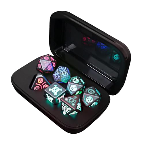 Light Up Dice Set, Rechargeable Polyhedral Flashing Dice, 10x7.2x3.3cm/3.94x2.83x1.3 Inches Compact Storage and Charge Case, Charging Case Included, Role Playing Game Accessory Abs von Buhyujkm