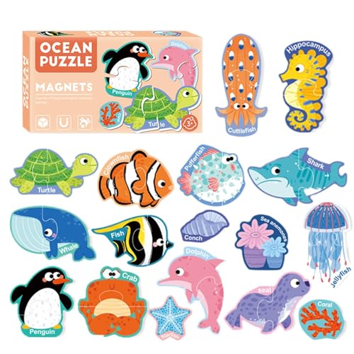 Magnetische Puzzles, pädagogische Lernmagnete, buntes Magnet-Puzzle, lustiges Lernspielzeug, 30-teiliges magnetisches Puzzle, kognitives Entwicklungsspielzeug für Kinder und Kleinkinder von Buhyujkm