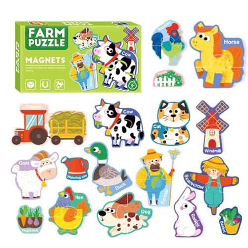 Magnetische Puzzles, pädagogische Lernmagnete, buntes Magnet-Puzzle, lustiges Lernspielzeug, 30-teiliges magnetisches Puzzle, kognitives Entwicklungsspielzeug für Kinder und Kleinkinder von Buhyujkm