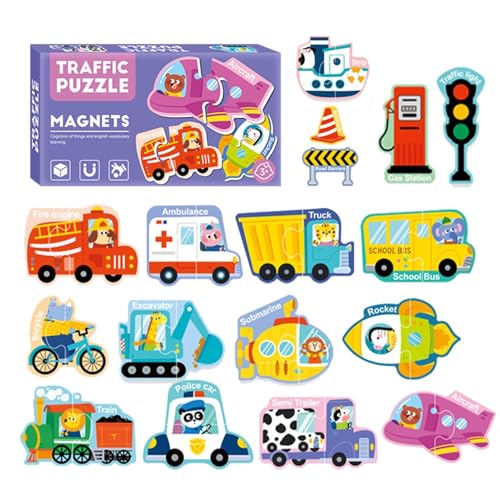 Magnetische Puzzles, pädagogische Lernmagnete, buntes Magnet-Puzzle, lustiges Lernspielzeug, 30-teiliges magnetisches Puzzle, kognitives Entwicklungsspielzeug für Kinder und Kleinkinder von Buhyujkm