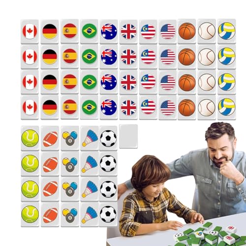 Mahjong Spielstein-Set | Block-Puzzle-Mahjong-Set | Mahjong-Fliesen Nationalflagge, Partyspiele-Set, Bausteine für Kinder und Erwachsene, lustiger Familienspielabend von Buhyujkm