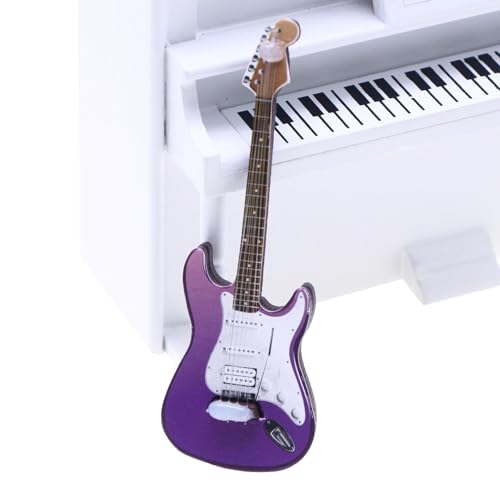 Miniatur-Gitarrenspielzeug | 1:12 Elektronische Gitarre Musikinstrument Spielzeug | Miniaturgitarre Modell Puppenhäuser E-Gitarre Holzgitarre für Mini Musikzimmer von Buhyujkm