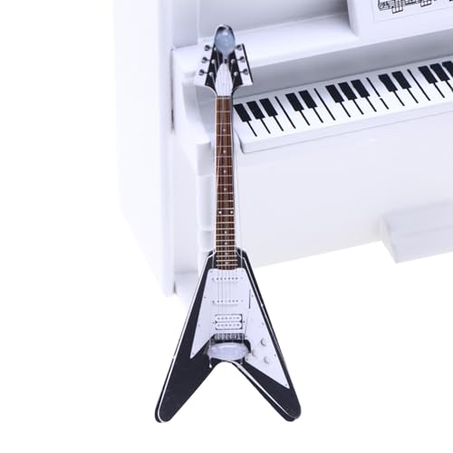 Miniaturgitarre Modell - 1:12 Mini Musikinstrument Gitarre | Miniatur E-Gitarre Puppenhäuser Gitarre Spielzeug Holz Puppenhäuser Gitarrenmodell von Buhyujkm