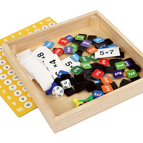 Multiplication Board Game, Wooden Preschool Learning Toy, 22.8x22.8x3.3cm/8.98x8.98x1.3 Inches Interactive Magnet Math Game, Educational Toy for Toddler Wood, Paper von Buhyujkm