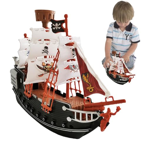 Piratenschiff-Spielzeugmodell, Realistisches Karibisches Piratenschiff-Ornament, Langlebiges Kindertagsgeschenk, Realistisches Kunststoff-Gleitspielzeug, Piratenschiff-Spielzeug Mit Bequemem Griff von Buhyujkm