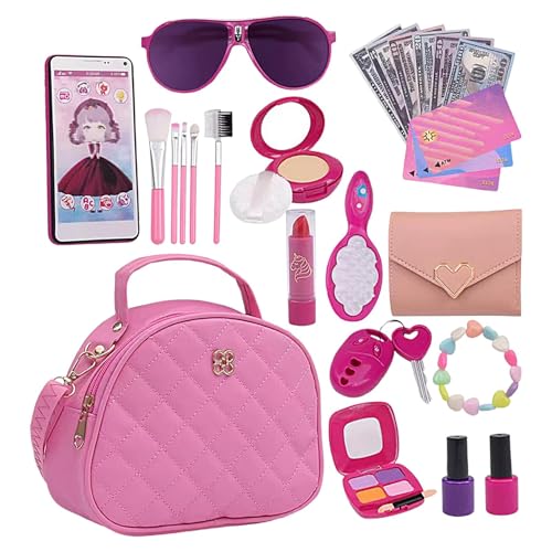 Play Purse for Little Girls, Pretend Play Purse Set, Kids Purse Toy Kit, Dress Up Toy Purse, Purse Toy for Girls Age 3-8, Little Girl Purse Set with Pretend Wallet, Phone, Keys, and Sunglasses von Buhyujkm