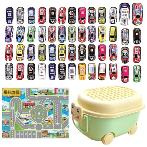 Buhyujkm Pull Back Car Set, Educational Car Toys, Friction Powered Pull Back Car Set, Kids Play Mat with, Interactive Educational Toy with Play Mat, Alloy and ABS Material, for Kids Ages 3-5 von Buhyujkm