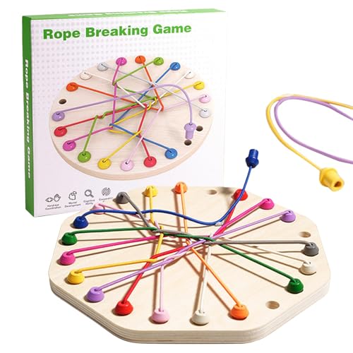 Rope Untying Puzzle, Twisted Knots Toy, Portable Educational Rope Untangling Board Game for Kids Ages 3 and Up, 8.78x8.78x0.51 Inches, Wooden Material, 0.35 Kg von Buhyujkm