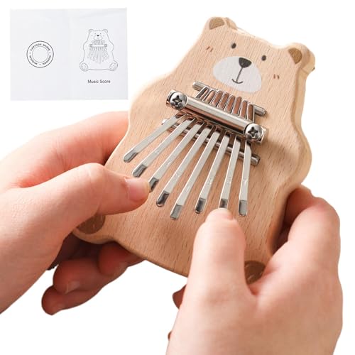 Thumb Piano, 10x11x3cm, 8 Key Handheld Finger Piano, Portable Musical Instrument, Early Educational Toy for Boys and Girls, Ideal for Kids Learning Music, Light Brown von Buhyujkm