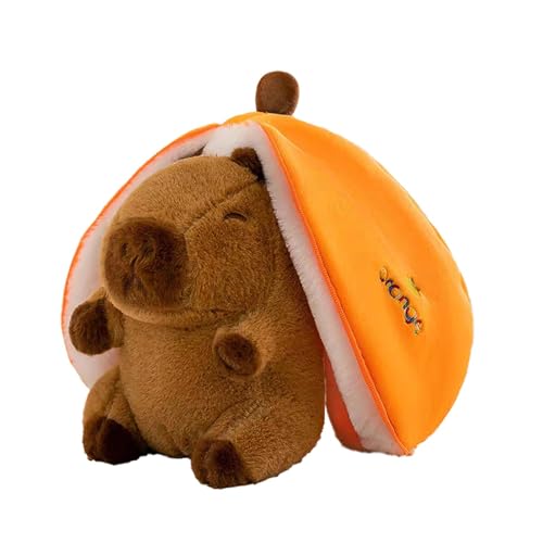 Verwandelndes Plüschtier, orangefarbener Capybara-Plüsch, weiches Plüschtier, Tier-Wurfkissen, Tierpuppe für Kinder, reversibles Plüschtier, gefüllter Avocado-Hase, Plüschtier, perfekt für Kinder von Buhyujkm