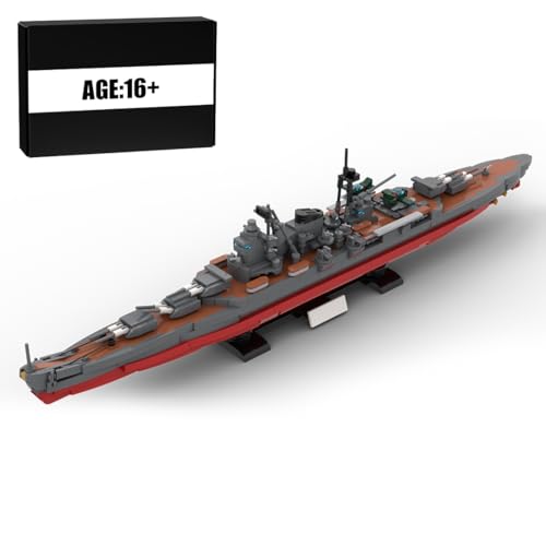 BuildCubes 1/300 Militär Technik Schiff, WWII MOC Militär Schlachtschiff Bausteine Battleship, 1420Teile Technik Kriegsschiffe Klemmbausteine Konstruktionsspielzeug Geschenk von BuildCubes