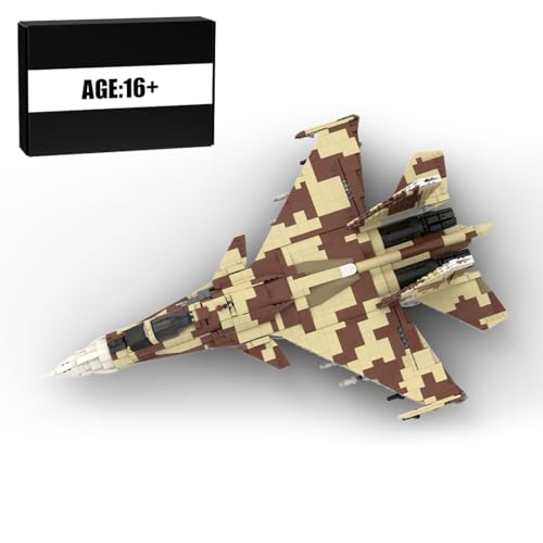 BuildCubes 1/34 SU-37 Militär Flugzeug Bausteine Bauset, MOC Flugzeug Bausteintechnik Konstruktionsspielzeug Helikopter, MOC Klemmbausteine Hubschrauber Geschenke (1899 Teile) von BuildCubes