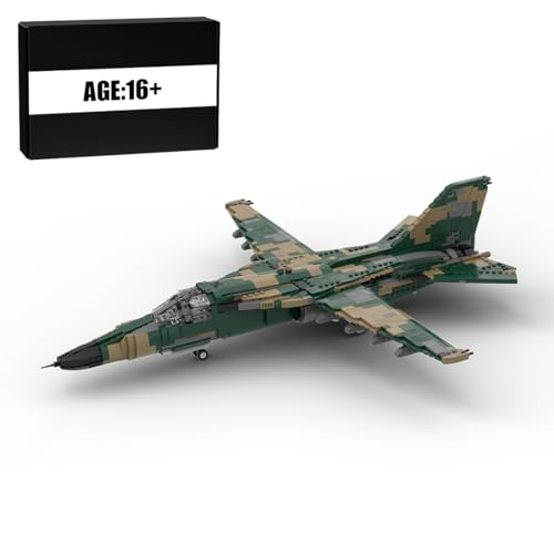 BuildCubes 1/35 F-111-Aardvark Militär Flugzeug Bausteine Bauset, MOC Flugzeug Bausteintechnik Konstruktionsspielzeug Helikopter, MOC Klemmbausteine Hubschrauber Bausatz(1905 Teile) von BuildCubes