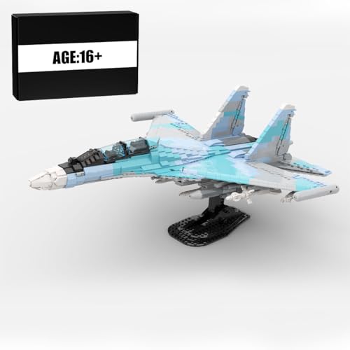 BuildCubes 1/35 Su-30 Technik Klemmbausteine Flugzeug, MOC Militär Flugzeug Bausteinetechnik Klemmbausteine Hubschrauber, 2165Teile Technik Helikopter Bausteine Spielzeug Geschenk von BuildCubes