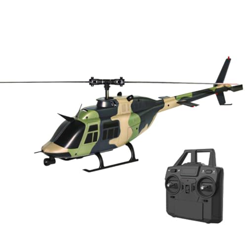 BuildCubes C138 1/33 206 RC Hubschrauber, 2.4G 6CH RC Helikopter Outdoor Indoor, Hobby RC Flugzeuge Einzelpropeller Flybarless RC Militär Luftfahrzeug, Spielzeug Geschenke -RTF von BuildCubes