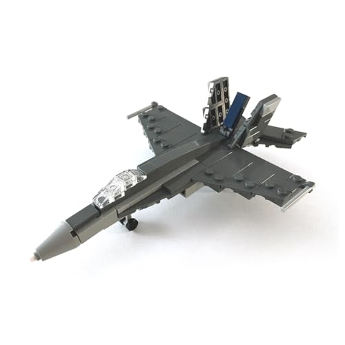 BuildCubes F/18 Militär Flugzeug Bausteine Bauset, MOC Flugzeug Bausteintechnik Konstruktionsspielzeug Helikopter, MOC Klemmbausteine Hubschrauber Bausatz Geschenke (151Teile) von BuildCubes