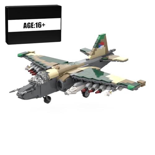 BuildCubes SU-25K Militär Flugzeug Bausteine Bauset, MOC Flugzeug Bausteintechnik Konstruktionsspielzeug Helikopter, MOC Klemmbausteine Hubschrauber Bausatz Geschenke (1079Teile) von BuildCubes