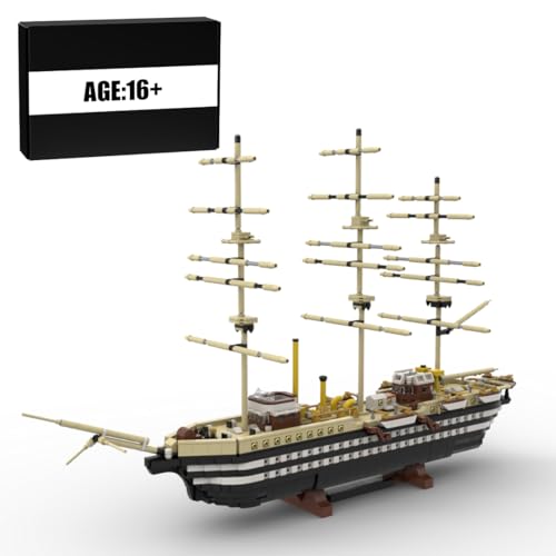 BuildCubes Technik Schiff Militär Bausatz, MOC Militär Schlachtschiff Bausteine Battleship, 2981 Teile Technik Kriegsschiffe Klemmbausteine Konstruktionsspielzeug Geschenk von BuildCubes