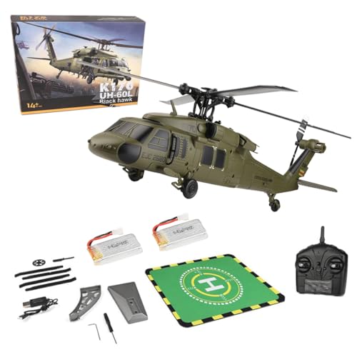 BuildCubes WL K170 Black Hawk UH-60L RC Hubschrauber für Erwachsene, K170 UH-60L RC Helikopter, 170 Größe 2.4G 4CH Flybarless 6-Achsen Gyro RC Militär Helikopter Spielzeug Geschenk -RTF von BuildCubes