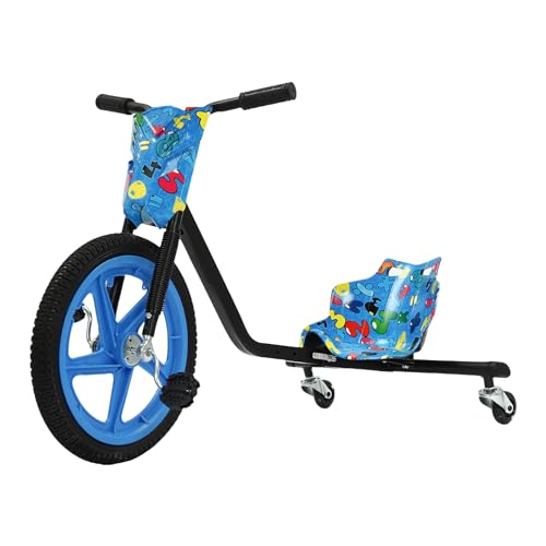 Blau Pedal Go Kart Kinder, Einstellbare Länge Auffahrbares Spielzeug Großes Rad auf Dreirad Tragfähigkeit 60kg, 90 * 68 * 60 cm von Bukeey