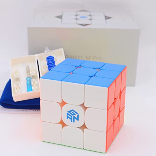 Bukefuno GAN 11 M Pro 3x3 Magnetischer Speed-Zauberwürfel Stickerlos Cube GAN11M Pro 3x3x3 Puzzle Magic Würfel (GAN11 M Pro Primärfarben-Kern-Version) von Bukefuno